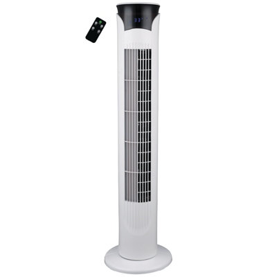 Amos 32" Oscillating Tower Fan With Remote, 3 Speed Timer Ultra Slim Tall Quiet Free-Standing Electric Home Office Air Cooling
