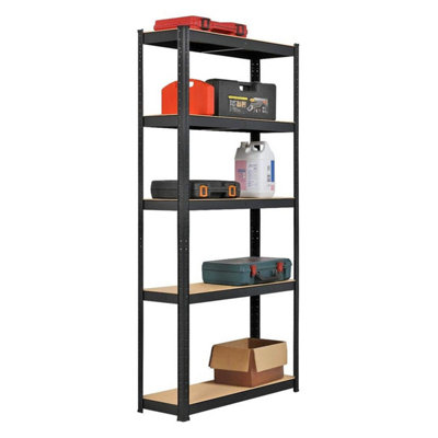 Amos Heavy Duty 5 Tier Steel Adjustable Shelving Shelf Racking Unit Storage Rack 180 X 90 X 40CmBlack from B&Q