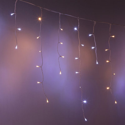 Amos 1200 Led White & Warm White Christmas Icicle Lights With Memory Function Timer from B&Q