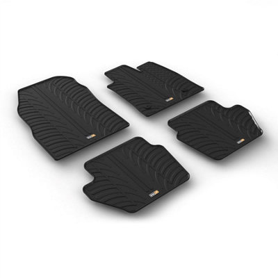 Travall Ford Fiesta (2017-2023) Rubber Car Mats Waterproof Raised Edge Tailored Fit Heavy-Duty Accessories With Clips Easy Clean from B&Q