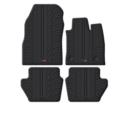 Travall Ford Fiesta (2017-2023) Rubber Car Mats Waterproof Raised Edge Tailored Fit Heavy-Duty Accessories With Clips Easy Clean from B&Q