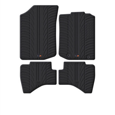 Travall Citroen C1 (2014-2022) Rubber Car Mats Waterproof Raised Edge Tailored Fit Heavy-Duty Accessories With Clips Easy Clean