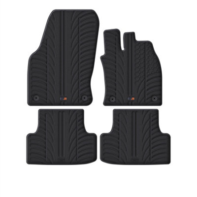 B&Q -  Cupra Ateca (2020+) Rubber Car Mats Waterproof Raised Edge Tailored Heavy-Duty Accessories With Clips Easy Clean Anti-Slip