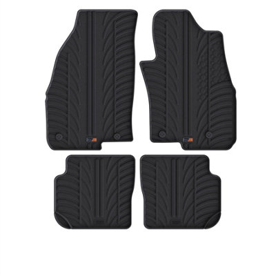 Travall Fiat Punto (2012-2015) Rubber Car Mats Waterproof Raised Edge Tailored Fit Heavy-Duty Accessories With Clips Easy Clean from B&Q