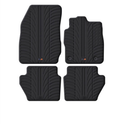 Travall Ford Fiesta (2008-2017) Rubber Car Mats Waterproof Raised Edge Tailored Fit Heavy-Duty Accessories With Clips Easy Clean from B&Q