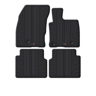 Travall Ford Kuga (2019-2023) Rubber Car Mats Waterproof Raised Edge Tailored Fit Heavy-Duty Accessories With Clips Easy Clean from B&Q