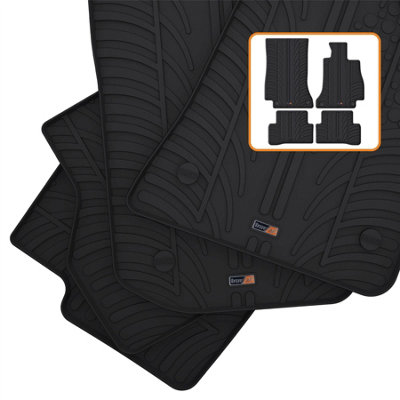 Travall Mercedes C-Class (2018-2021) Rubber Car Mats Waterproof Raised Edge Tailored Heavy-Duty Accessories With Clips Easy Clean from B&Q