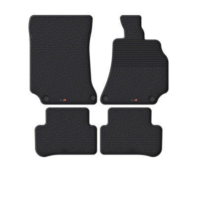 B&Q -  Mercedes E-Class (2009-2016) Rubber Car Mats Waterproof Raised Edge Tailored Heavy-Duty Accessories With Clips Easy Clean
