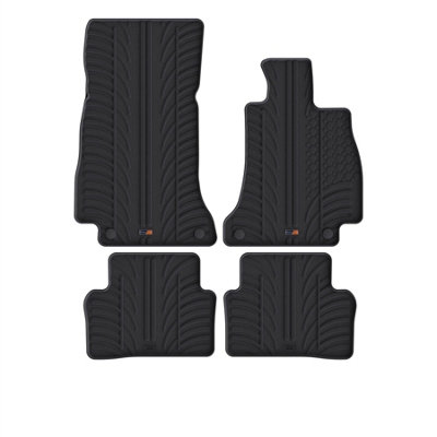 B&Q -  Mercedes E-Class (2016-2023) Rubber Car Mats Waterproof Raised Edge Tailored Heavy-Duty Accessories With Clips Easy Clean
