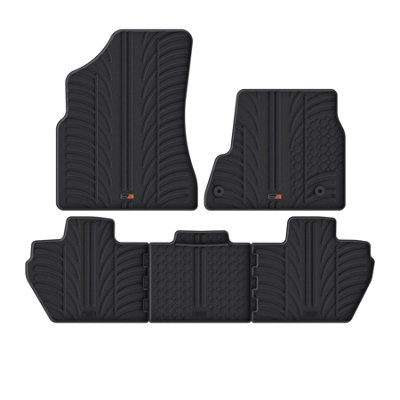 Travall Peugeot Partner (2008-2018) Rubber Car Mats Waterproof Raised Edge Tailored Heavy-Duty Accessories With Clips Easy Clean