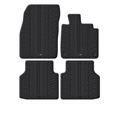 Travall Skoda Enyaq Iv (2020+) Rubber Car Mats Waterproof Raised Edge Tailored Fit Heavy-Duty Accessories With Clips Easy Clean from B&Q