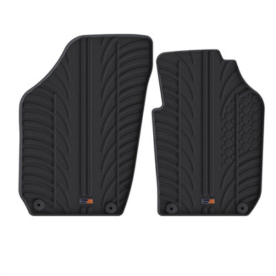 Travall Skoda Roomster (2006-2015) Rubber Car Mats Waterproof Raised Edge Tailored Heavy-Duty Accessories With Clips Easy Clean