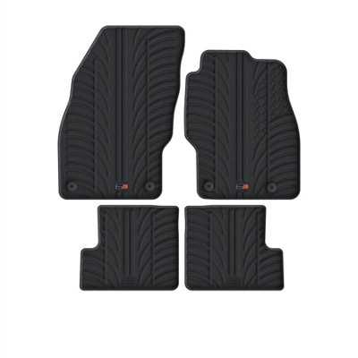 Travall Vauxhall Adam (2012-2019) Rubber Car Mats Waterproof Raised Edge Tailored Fit Heavy-Duty Accessories With Clips Easy Clean from B&Q