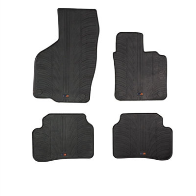Travall Vw Passat (2010-2015) Rubber Car Mats Waterproof Raised Edge Tailored Fit Heavy-Duty Accessories With Clips Easy Clean