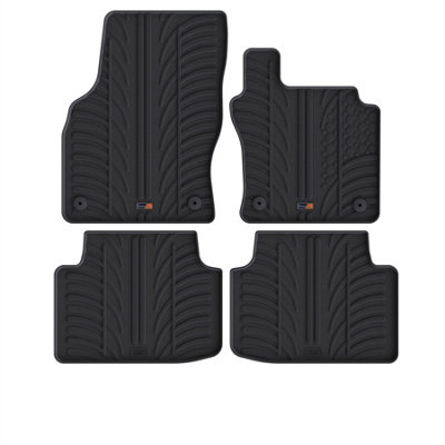 Travall Vw Passat (2014-2024) Rubber Car Mats Waterproof Raised Edge Tailored Fit Heavy-Duty Accessories With Clips Easy Clean
