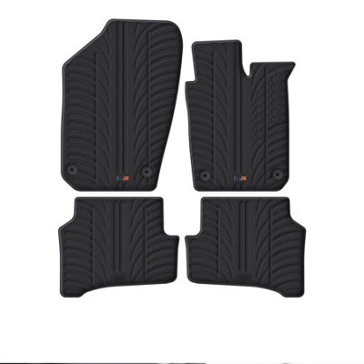 Travall Vw Polo (2014-2017) Rubber Car Mats Waterproof Raised Edge Tailored Heavy-Duty Accessories With Clips Easy Clean Anti-Slip