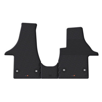 Travall Vw Transporter (2015-2019) Rubber Car Mats Waterproof Raised Edge Tailored Heavy-Duty Accessories With Clips Easy Clean