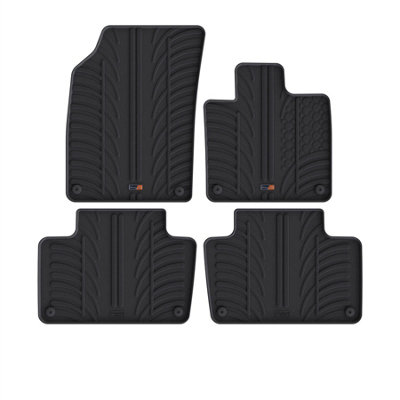 Travall Volvo Xc90 (2014+) Rubber Car Mats Waterproof Raised Edge Tailored Heavy-Duty Accessories With Clips Easy Clean Anti-Slip