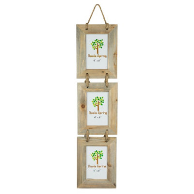 B&Q -  Rustic Wooden Hanging 3 Photo Frame4 X 6"Natural