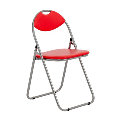 Harbour Housewares Padded Folding Chair - Red/Silver