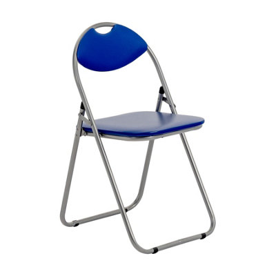 Harbour Housewares Padded Folding Chair - Blue/Silver