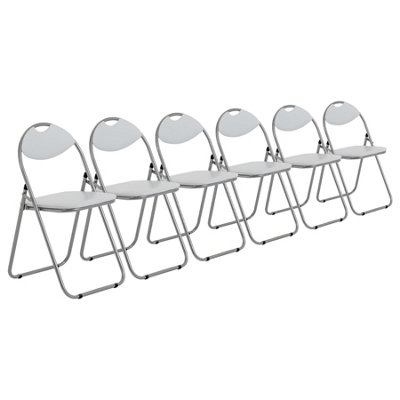 Harbour Housewares 6X Padded Folding Chairs - White/silver - Metal Frame Easy Store Portable Folding Seats