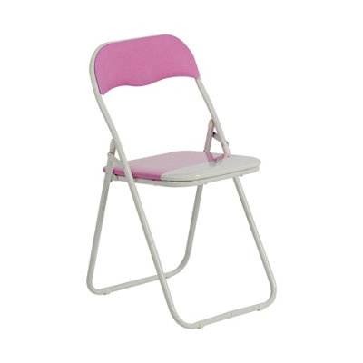 Harbour Housewares Coloured Padded Folding Chair - Pink