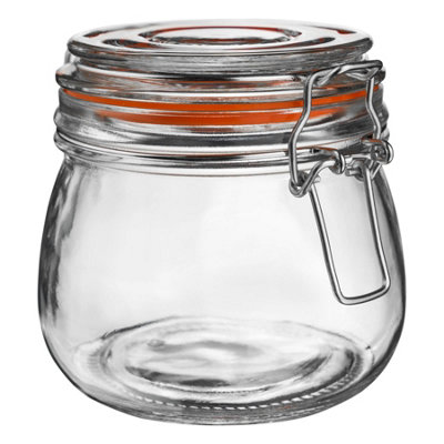 Argon Tableware Glass Storage Jar - 500Ml - Seal Orange