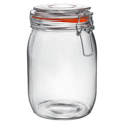Argon Tableware Glass Storage Jar - 1 Litre - Seal Orange