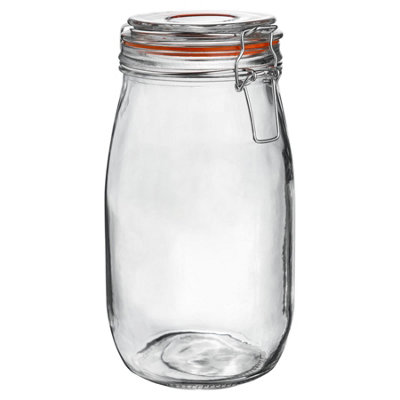 Argon Tableware Glass Storage Jar - 1.5 Litre - Seal Orange