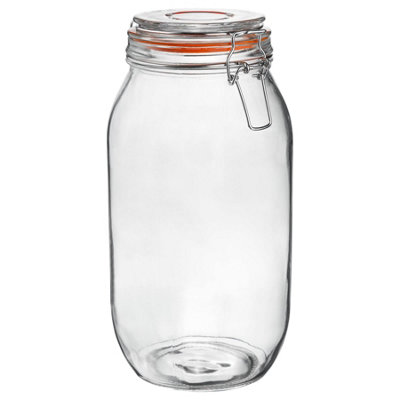 Argon Tableware Glass Storage Jar - 2 Litre - Seal Orange