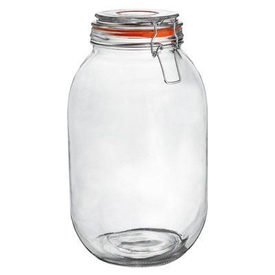 Argon Tableware Glass Storage Jar - 3 Litre - Seal Orange