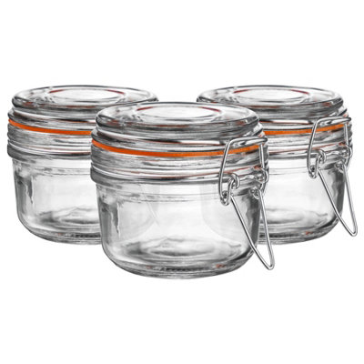 Argon Tableware Glass Storage Jars125Ml/4.2OzSet Of 34 Colour Seals Airtight Kitchen Storage Container Preserving Jar from B&Q