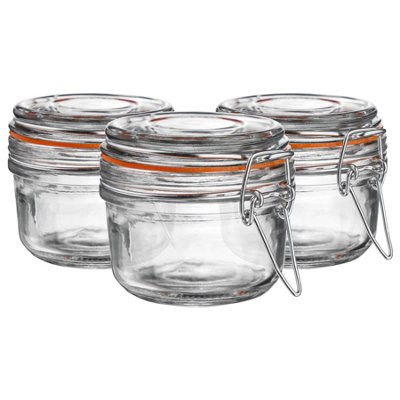 Argon Tableware Orange Glass Storage Jars - Seal - Pack Of 6 125Ml