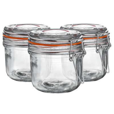 Argon Tableware Glass Storage Jars200Ml/6.7OzSet Of 34 Colour Seals Airtight Kitchen Storage Container Preserving Jar from B&Q