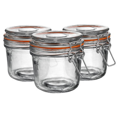B&Q -  Glass Storage Jars350Ml/12.3OzSet Of 34 Colour Seals Airtight Kitchen Storage Container Preserving Jar