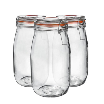 Argon Tableware Glass Storage Jars1.5L/50.7OzSet Of 34 Colour Seals Airtight Kitchen Storage Container Preserving Jar from B&Q