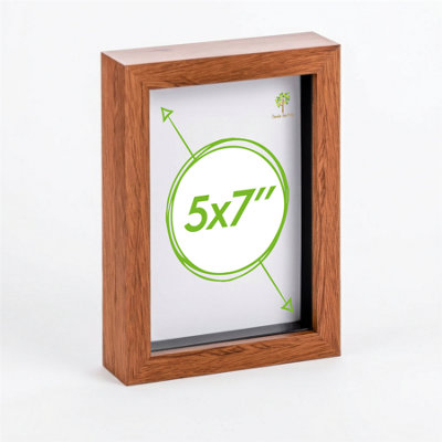 Nicola Spring 3D Box Photo Frame - 5 X 7" - Wood Dark