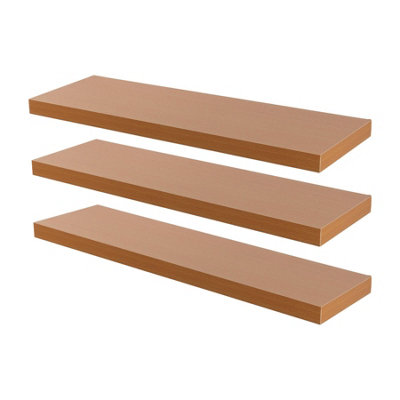 Harbour Housewares 6X Modern Floating Wall Shelves - 80Cm Brown