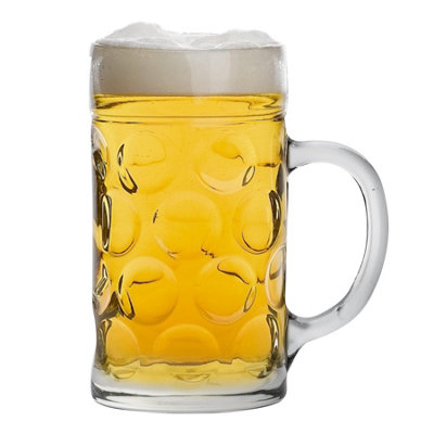 Rink Drink German Beverage Stein Glass1.3L (2 Pint) Large Dimpled Mug Tankard With Handle Oktoberfest Style Glass from B&Q