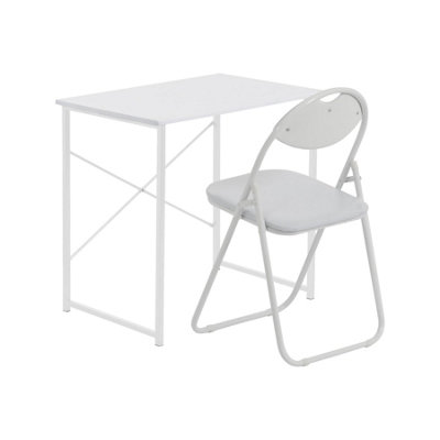 Harbour Housewares Wooden Desk & Chair SetWhite/whiteDurable Compact Wooden Office Bedroom Study Desk & Chair Set from B&Q