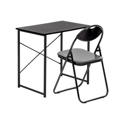 Harbour Housewares Wooden Desk & Chair SetBlack/blackDurable Compact Wooden Office Bedroom Study Desk & Chair Set from B&Q