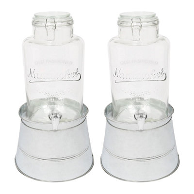 Rink Drink Glass Drinks Dispensers With Tap & Silver Bucket Stand6.5LPack Of 2 from B&Q