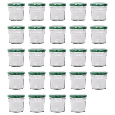 Argon Tableware Green Glass Jam Jars With Lids - Pack Of 24 90Ml