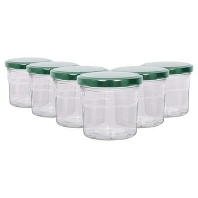 Argon Tableware Green Glass Jam Jars With Lids - Pack Of 6 130Ml