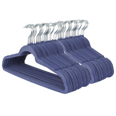 Harbour Housewares Non-Slip Velvet Hangers - 45Cm - Pack Of 50 Blue