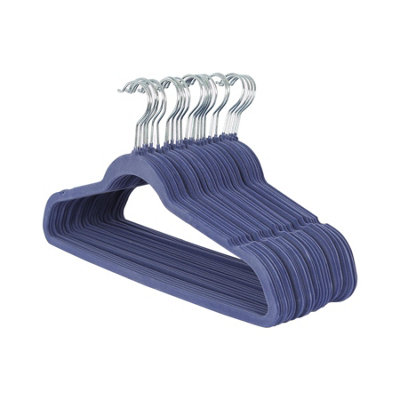 Harbour Housewares Blue Non-Slip Velvet Hangers - Pack Of 25 45Cm