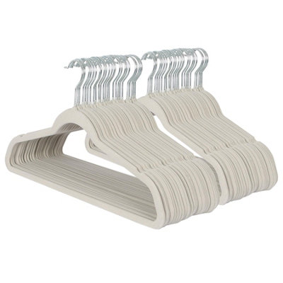 B&Q -  50X Velvet HangersGrey Non-Slip Coat Hangers With Trouser Bar Clothes Bar With 360 Degree Swivel Hook