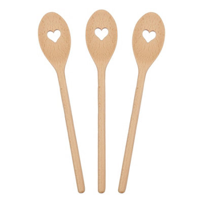 Argon Tableware Wooden Heart Cooking Spoons30CmPack Of 3 from B&Q