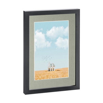 Nicola Spring Photo Frame With A5 Mount - A4 (8" X 12") - Black/Grey